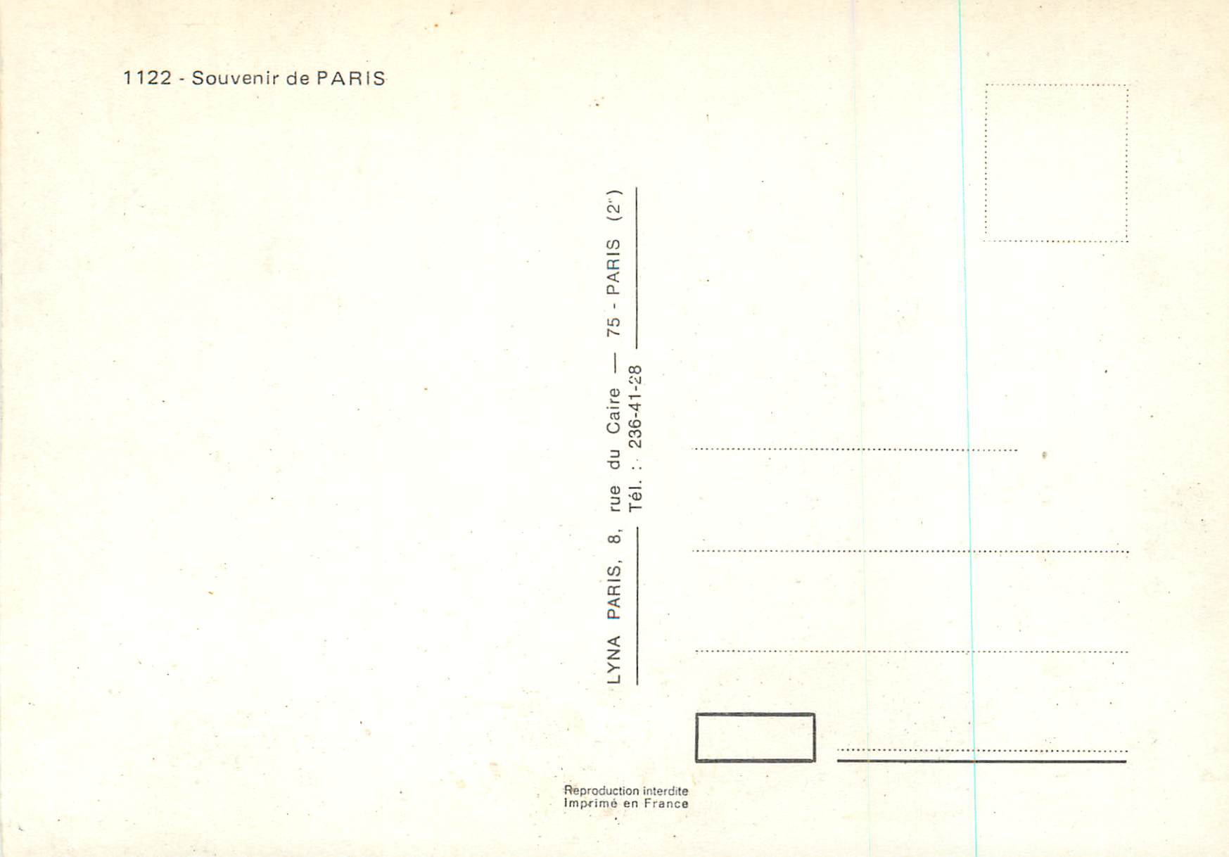 CPM Souvenir de Paris Tour Eiffel Arc de Triomphe Sacre Cœur — Verso