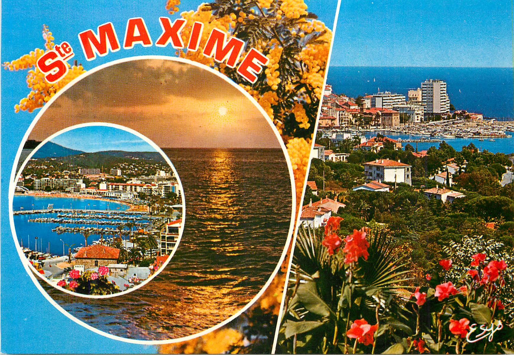 CPM La Cote d'Azur Varoise Sainte Maxime (Var)La ville et port Coucher de soleil vue d'ensemble
