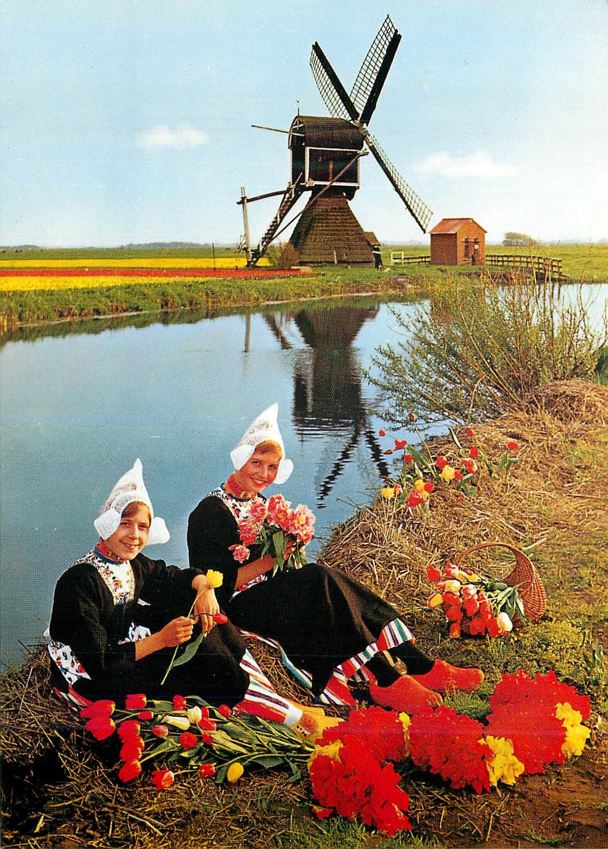 CPM Holland en Parure des fleurs Moulin