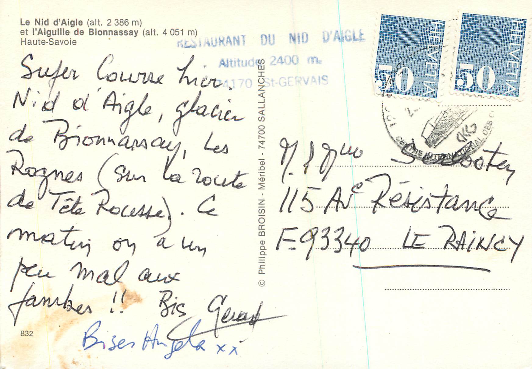 Le Nid d'Aigle — Aiguille de Bionnassay — Restaurant du Nid d'Aigle, Haute-Savoie — Rückseite