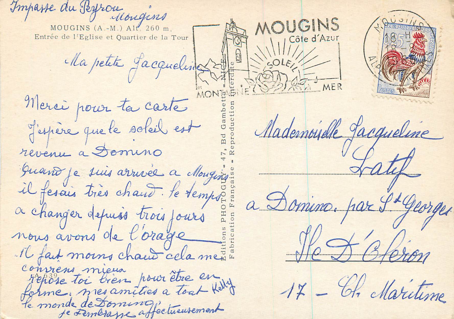 CPM Mougins (A M)Entree de l'Eglise et Quartier de la Tour — Rückseite