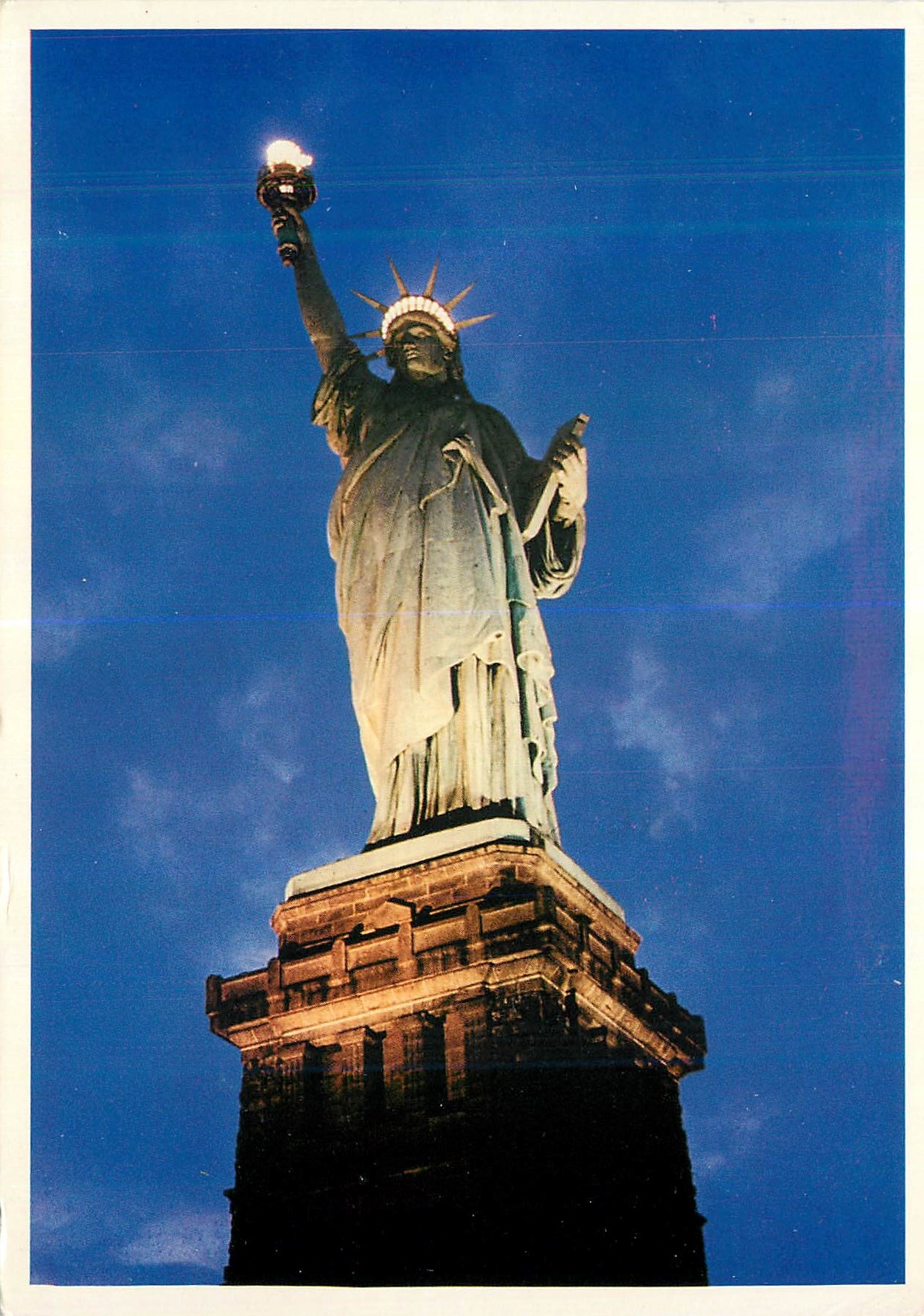 CPM Night View Statue of Libert Island in New York Bay