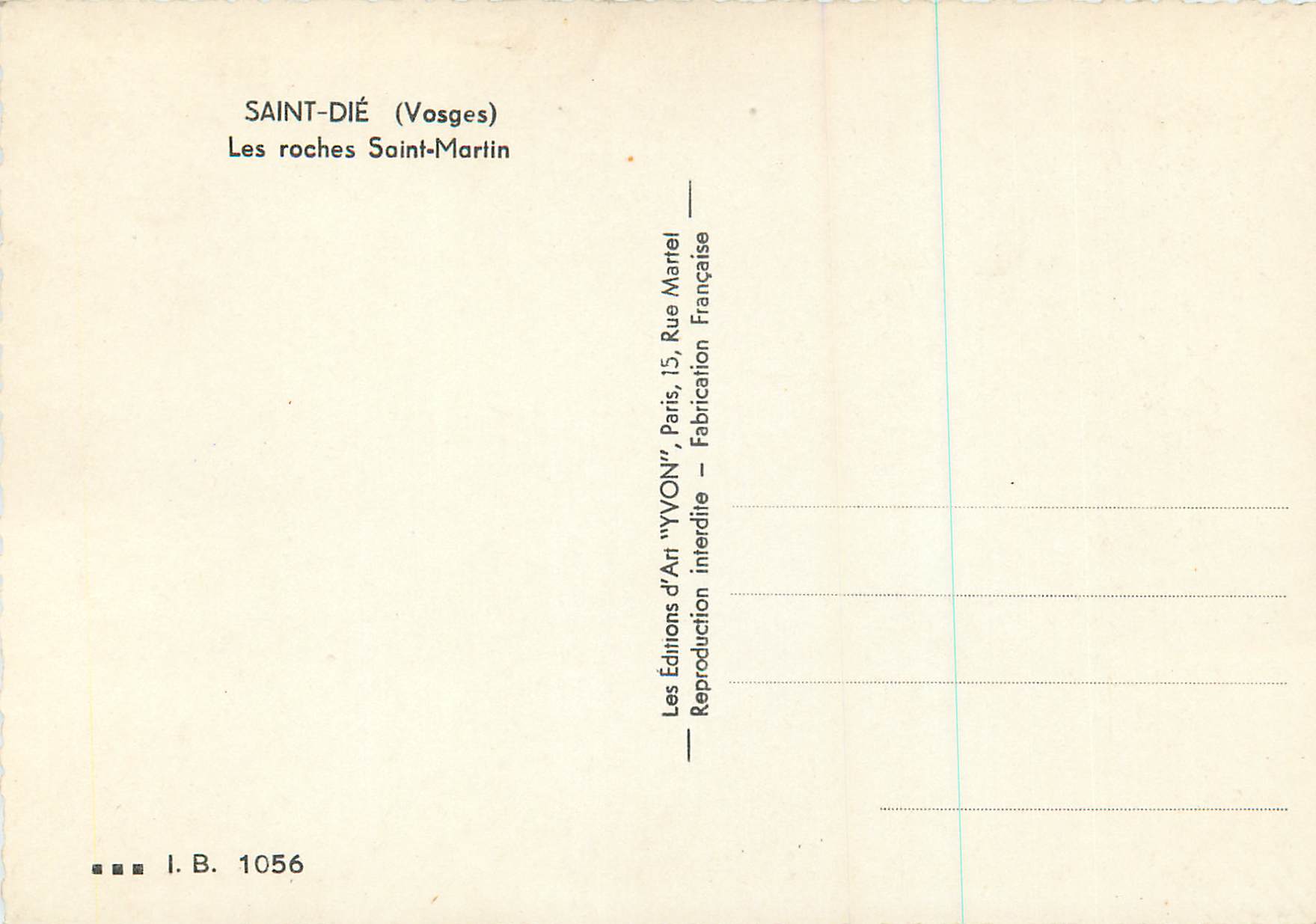Saint-Dié (Vosges) — Les roches Saint-Martin — Éditions d'Art 'YVON' — Reverso