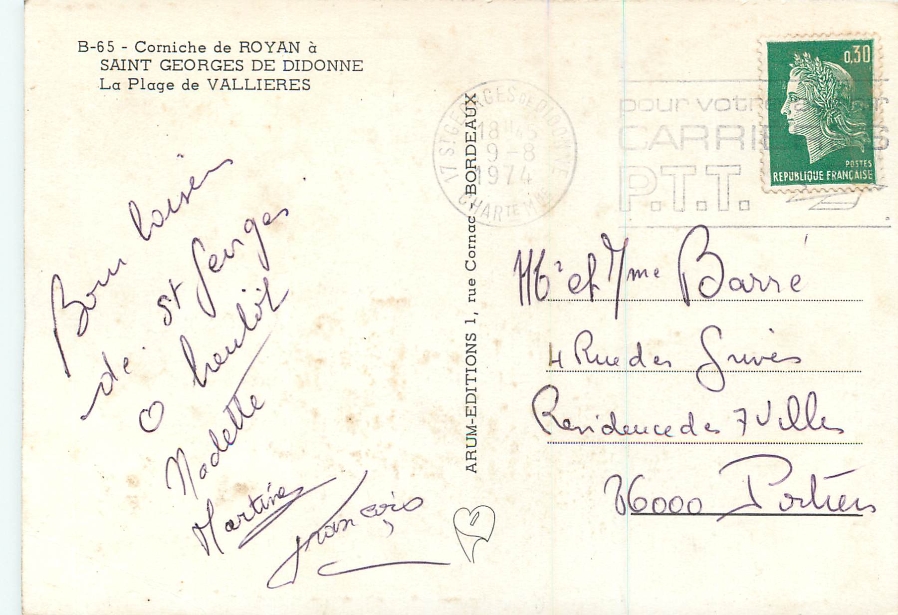 CPM Corniche de Royan a Saint Georges de Didonne La plage de Vallieres — Verso