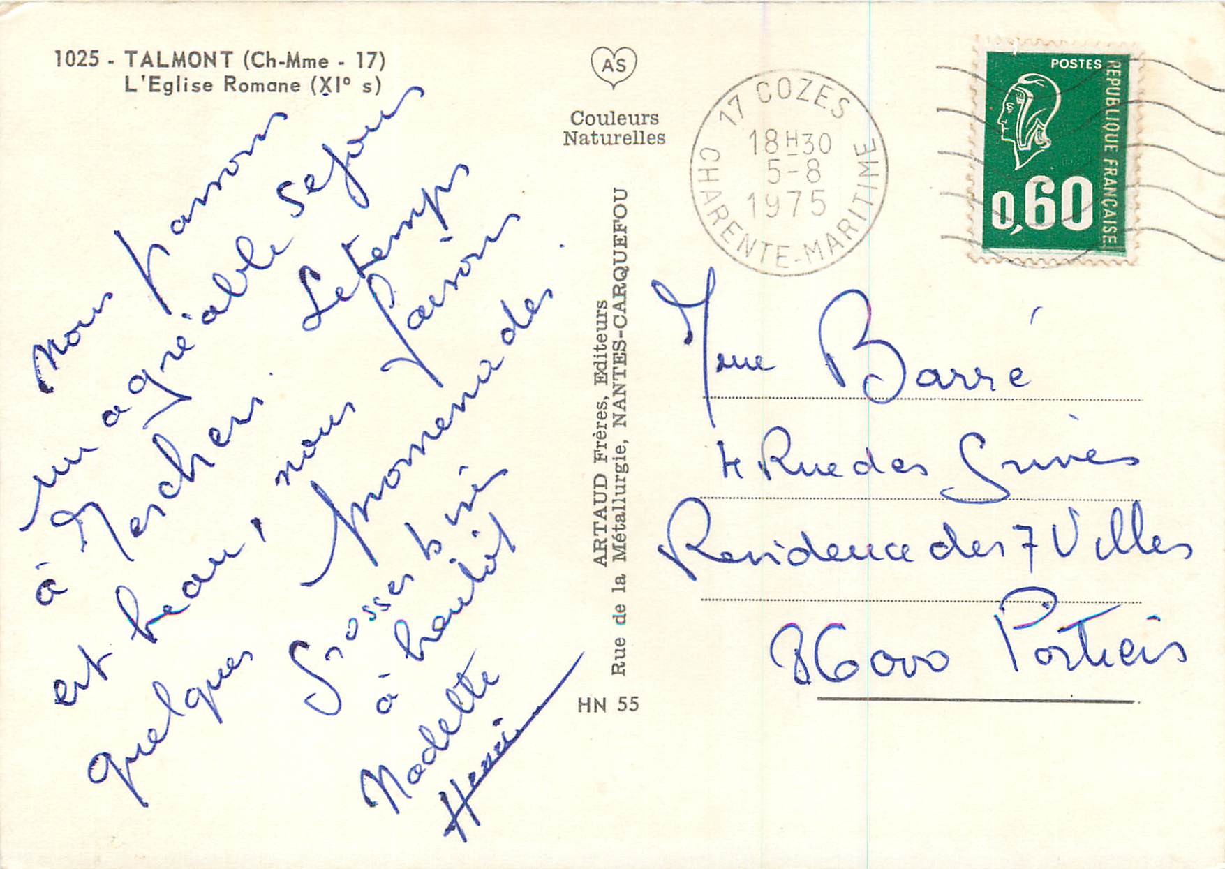 CPM Talmont (Ch Mme)L'Eglise Romane (XI s) — Back