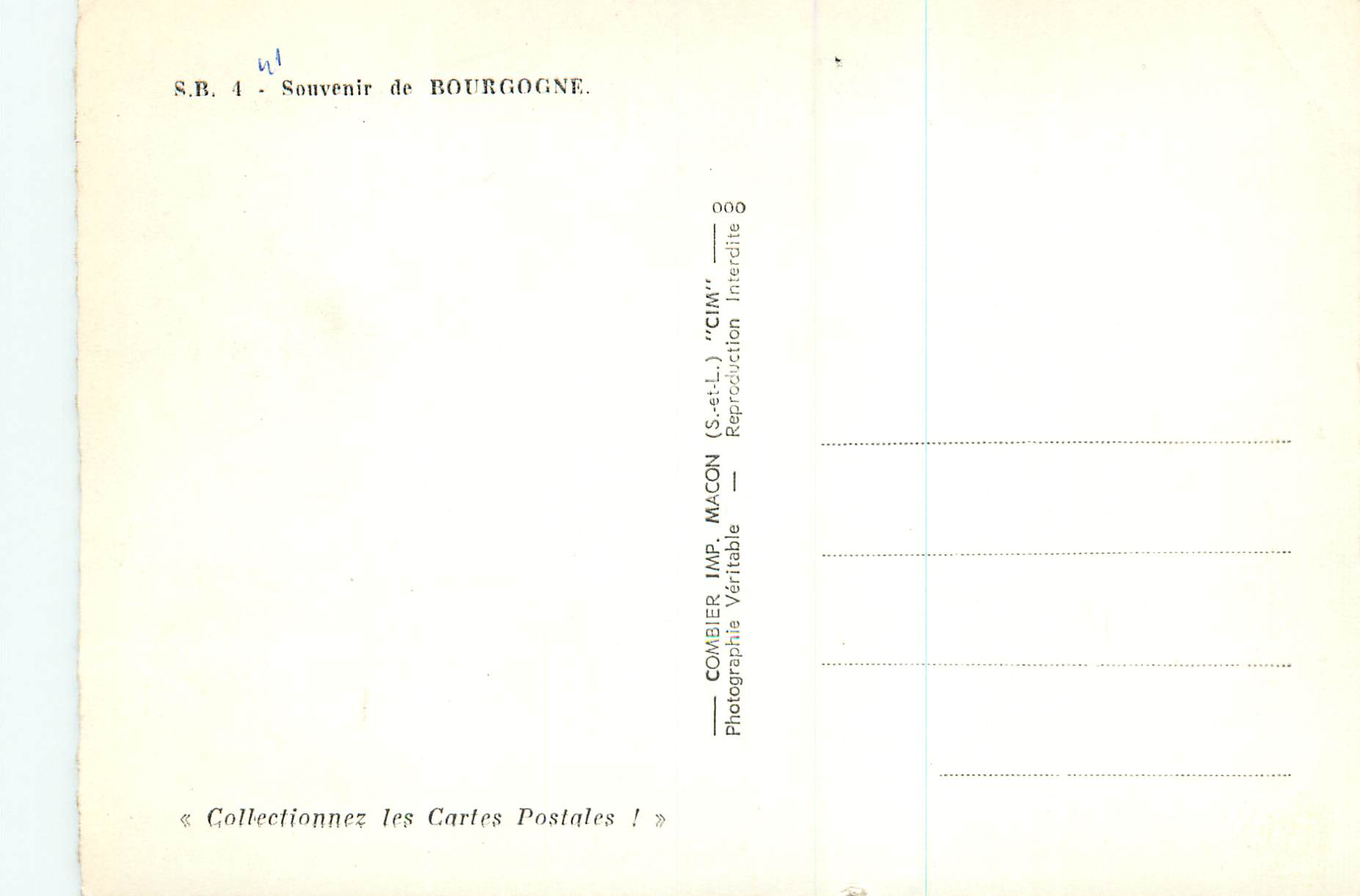 CPM Souvenir de Bourgogne Tournus Dijon Santenay les Bains Saulieu Beaune Nuits St Georges Semur — Verso