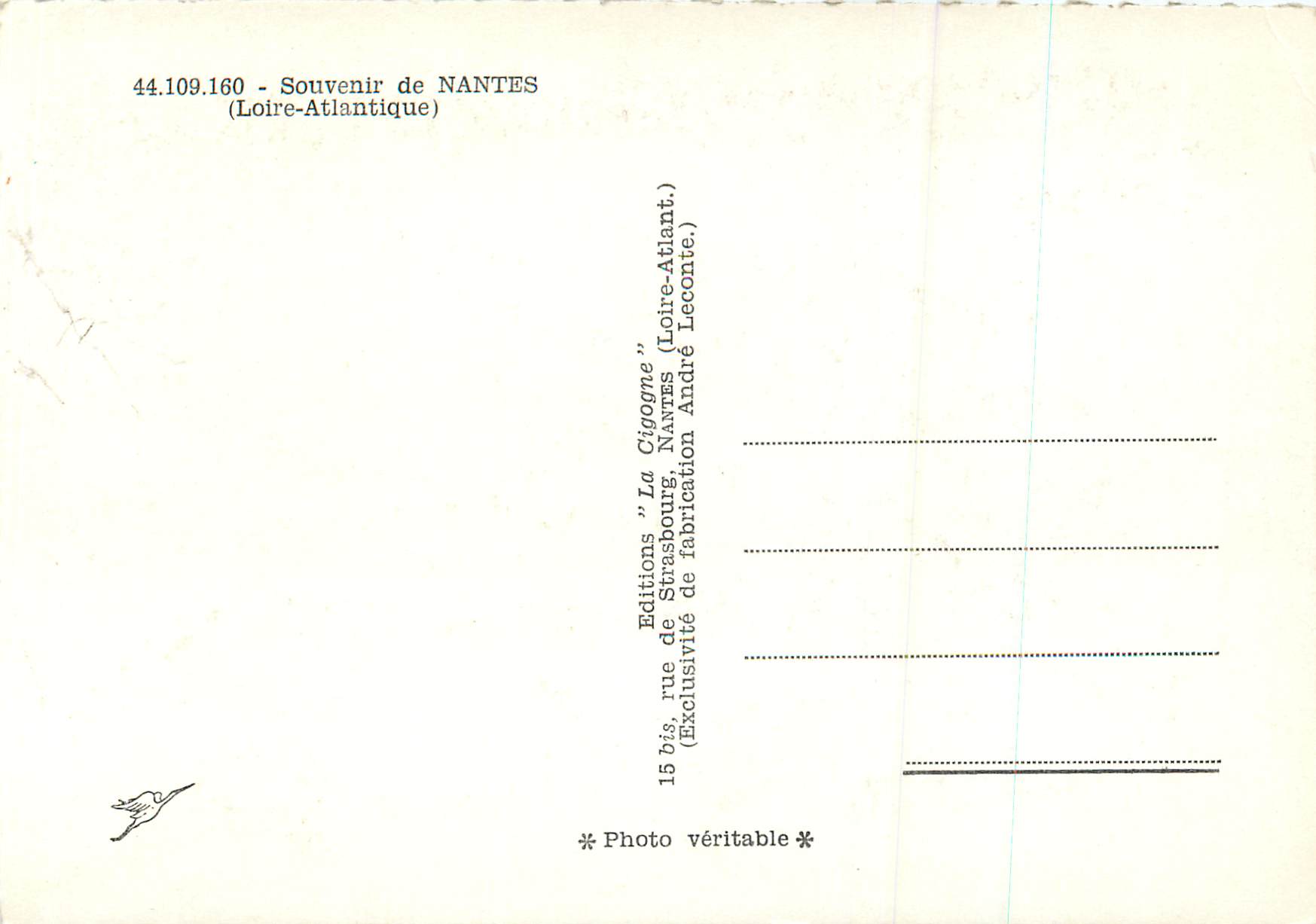 CPM Souvenir de Nantes (Loire Atlantique) — Rückseite