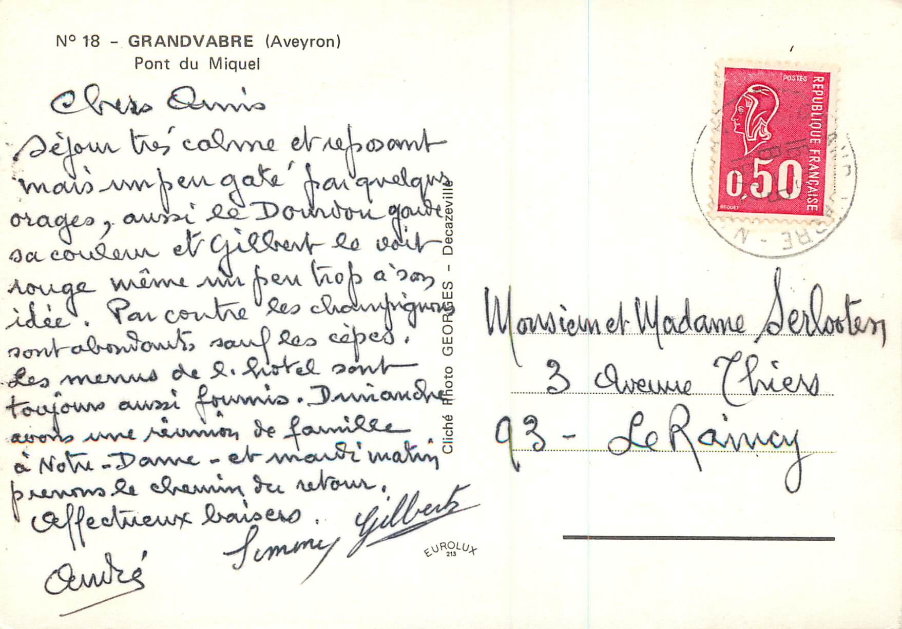 CPM Grandvabre (Aveyron)Pont du Miquel — Rückseite