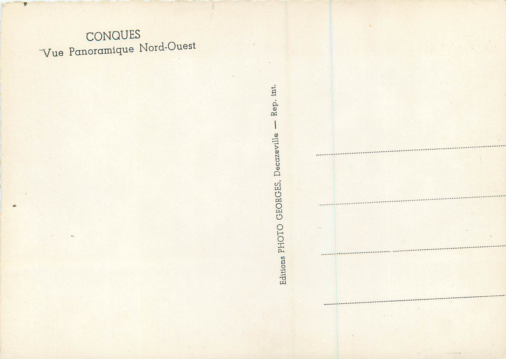 CPM Conques Vue Panoramique Nord Ouest — Rückseite