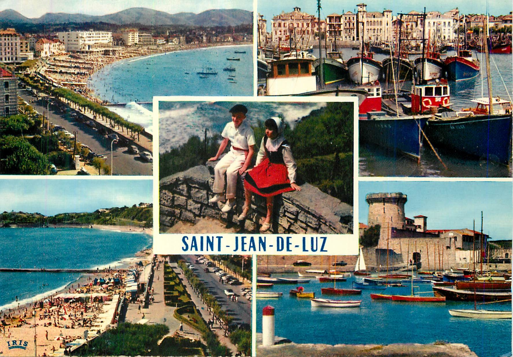 CPM Saint Jean de Luz La plage Le port et maison de l'Infante Au pays Basque Bateaux Enfants
