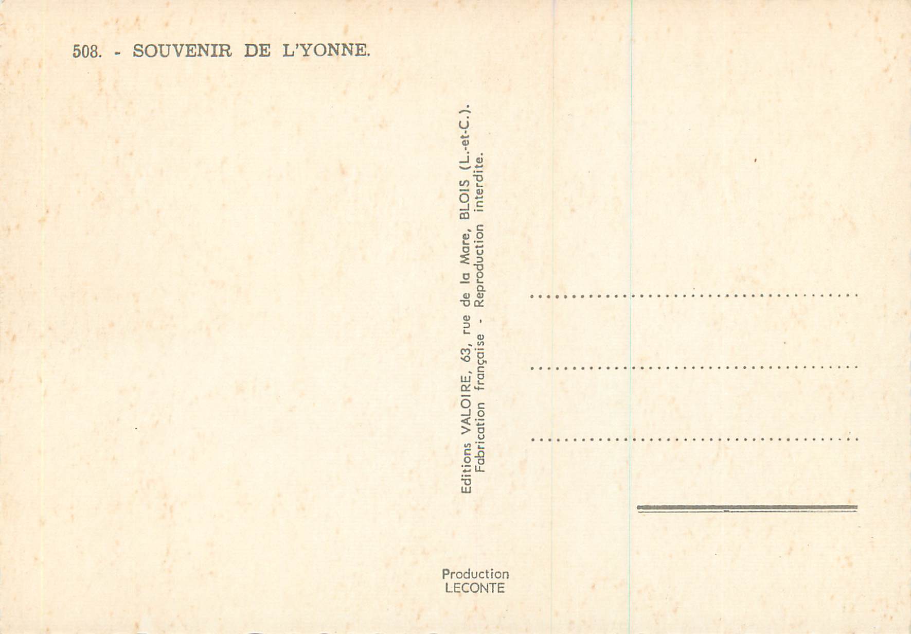 CPM Souvenir de L'Yonne Sens Auxerre Avallon Chablis Tonnerre Joigny — Rückseite