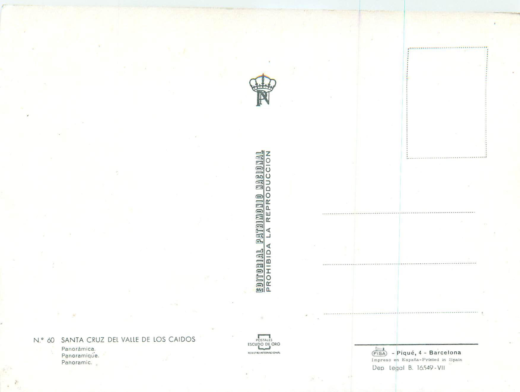 CPM Santa Cruz del Valle de Los Caidos — Rückseite