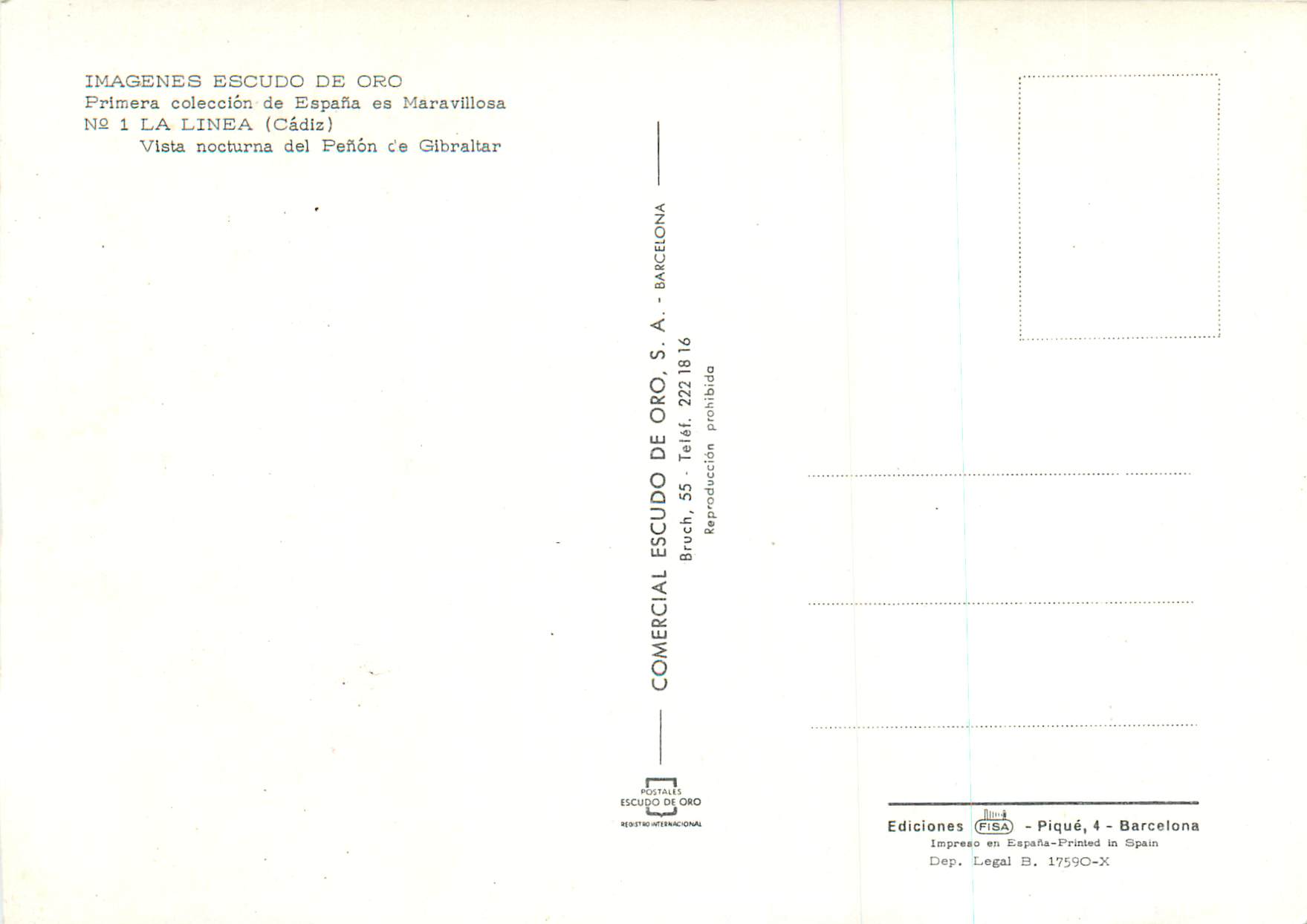 CPM Imagenes Escudo de Oro Espana La Linea — Rückseite