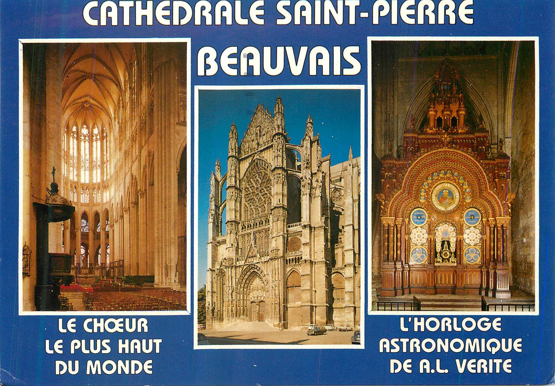 CPM Beauvais (Oise)France La Cathedrale St Pierre Le Choeur Portail et Transped Sud Horloge Astronomique