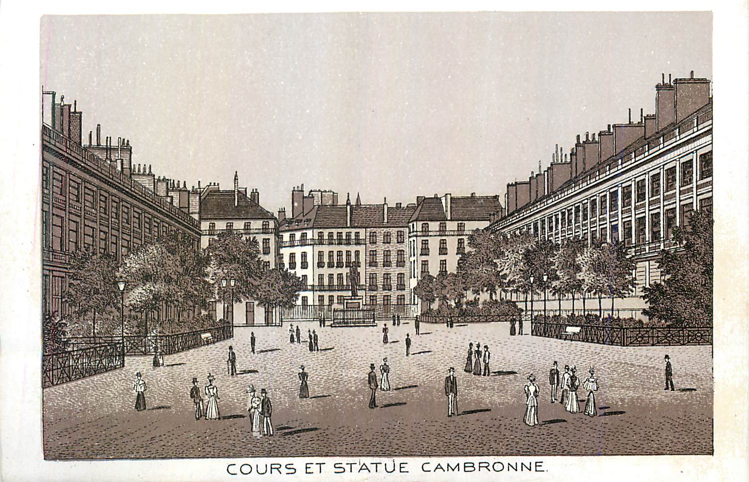 CPA Cours et Statue Cambronne