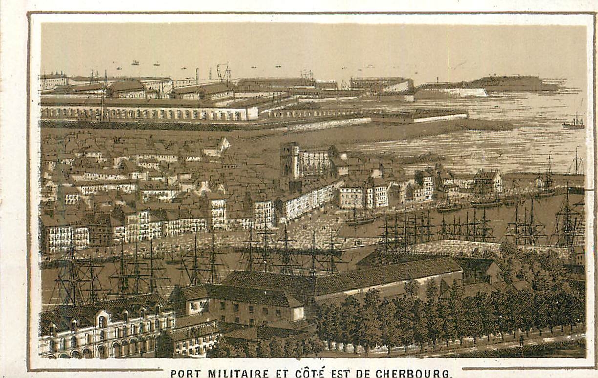 Port militaire et côté est de Cherbourg — vue panoramique — éditeur et n° de série non lisibles
