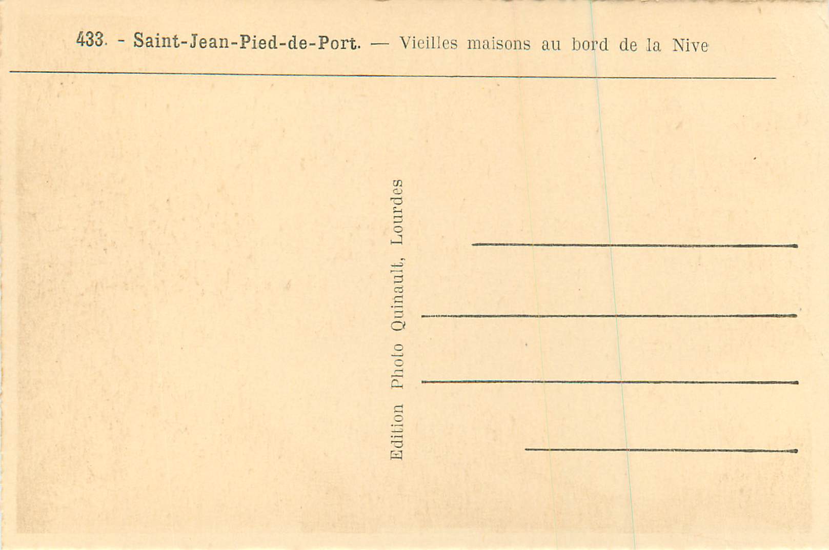 Saint-Jean-Pied-de-Port — Vieilles maisons au bord de la Nive — Edition Quinault, Lourdes — Rückseite