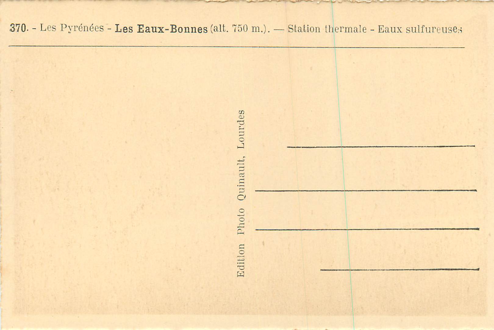 CPA Les Pyrennes Les Eaux Bonnes Station Thermale Eaux Sulfureuses — Rückseite