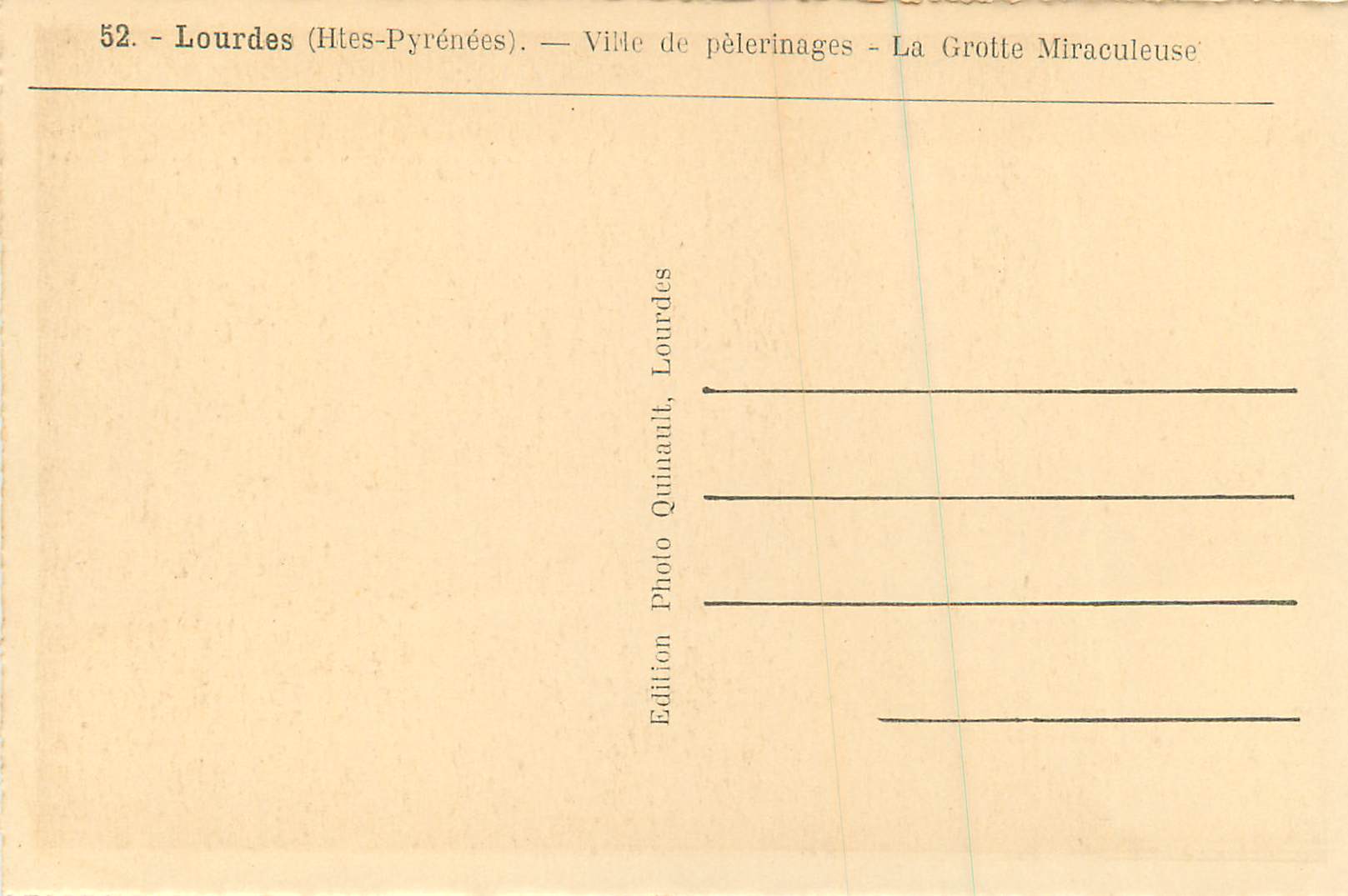CPA Lourdes (Htes Pyrenees)ville de pelerinages La grotte Miraculeuse — Verso