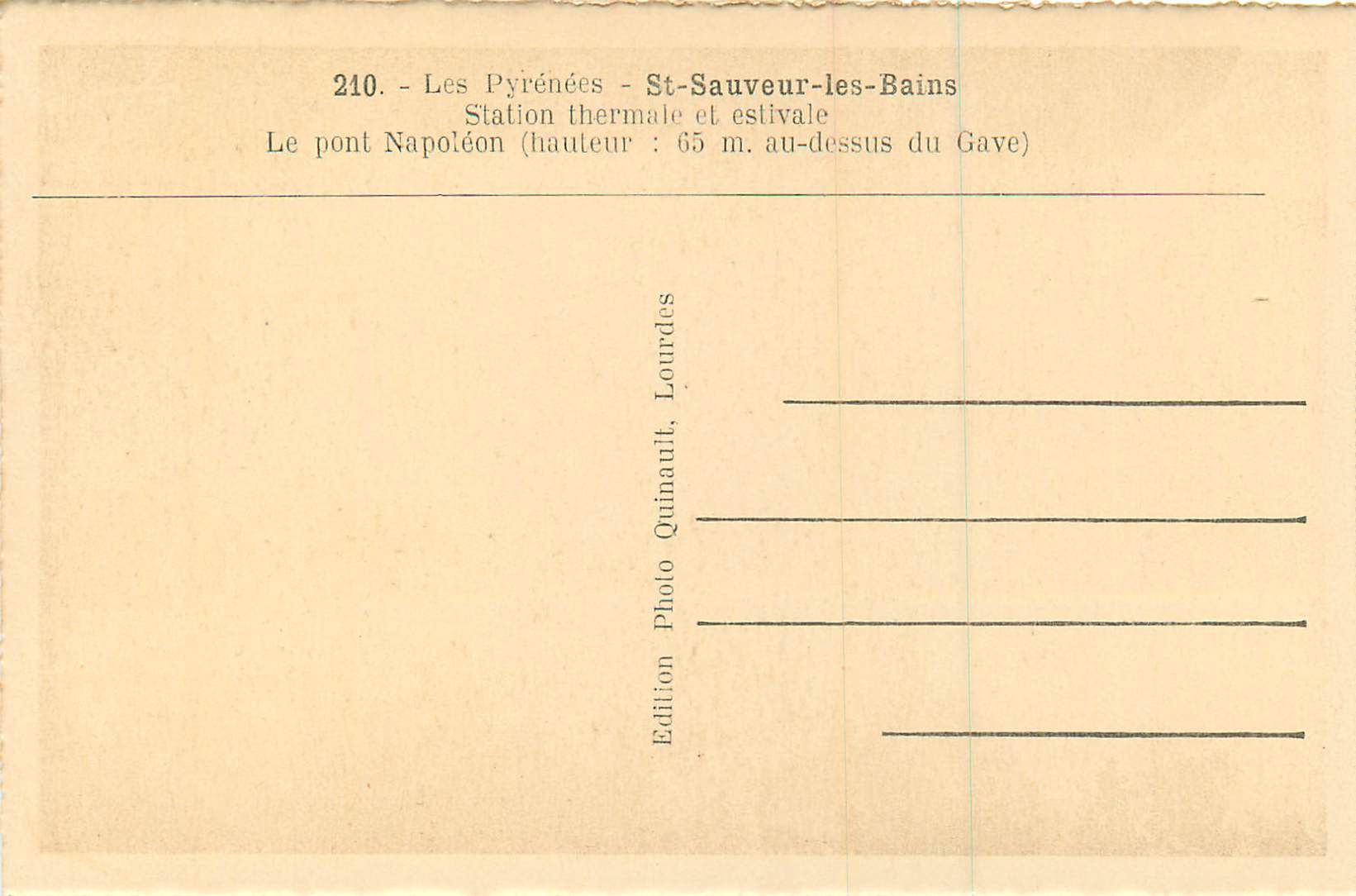 CPA Les Pyrenees St Sauveur les Bains Station thermale et estivale Le pont Napoleon — Rückseite