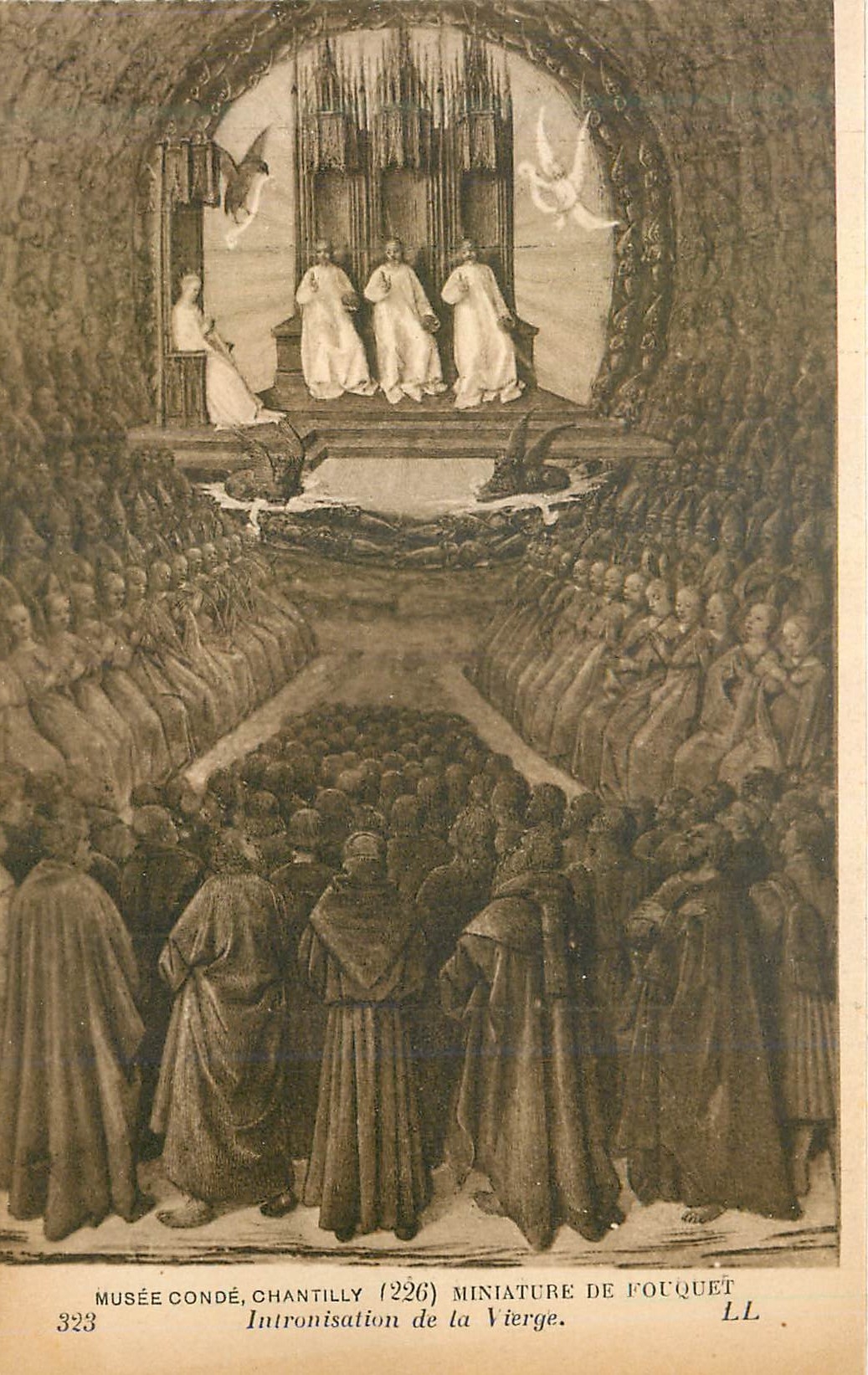 CPA Musee Conde Chantilly Miniature de fouquet Intronisation de la Vierge