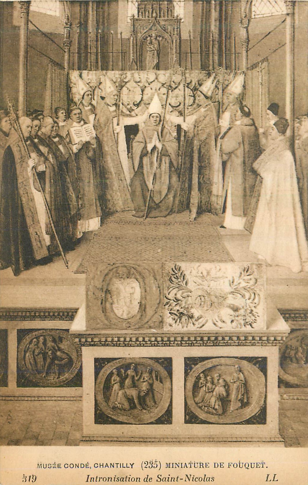CPA Musee Conde Chantilly Miniature de fouquet Intronisation de Saint Nicolas