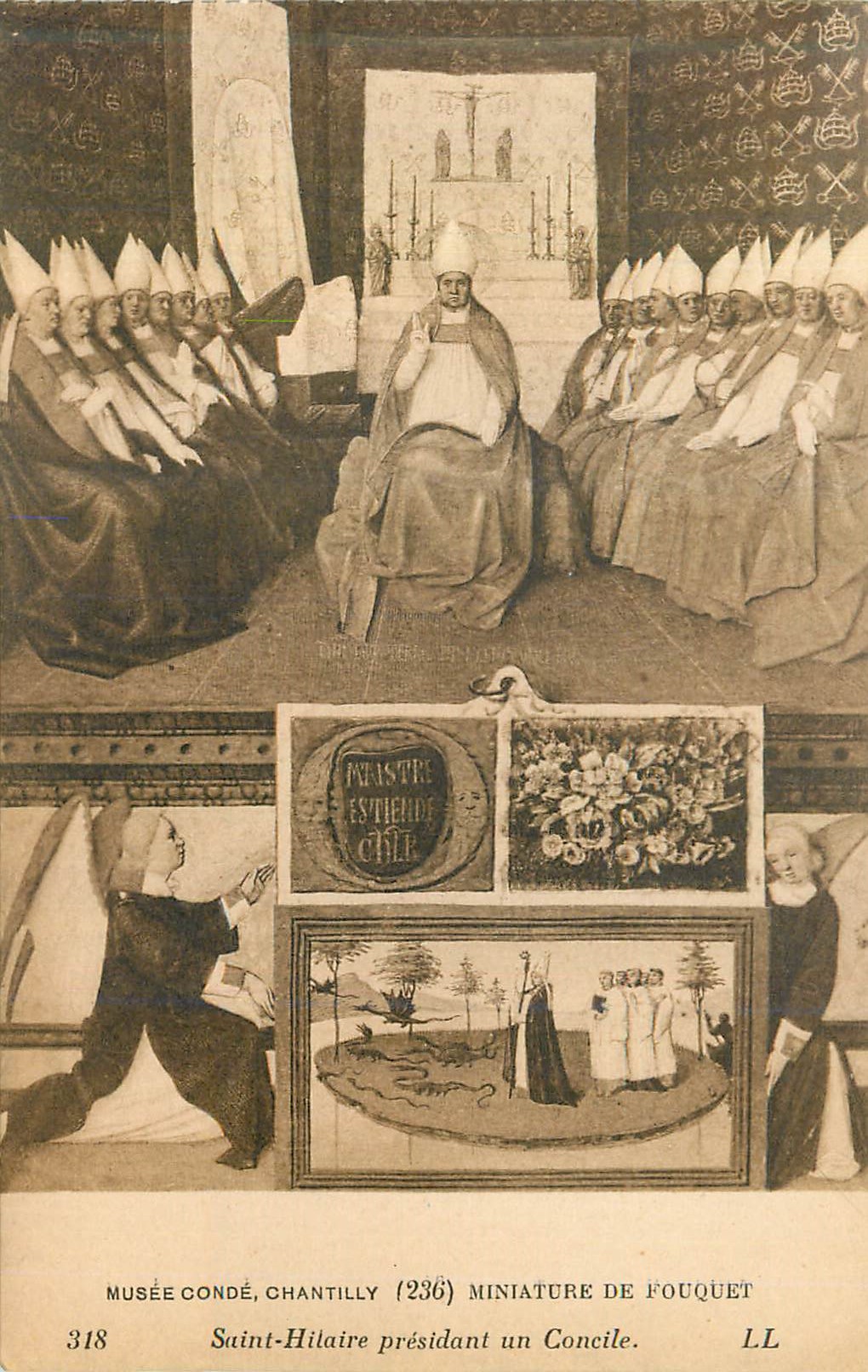 CPA Musee Conde Chantilly Miniature de fouquet Saint Hilaire presidant un Concile