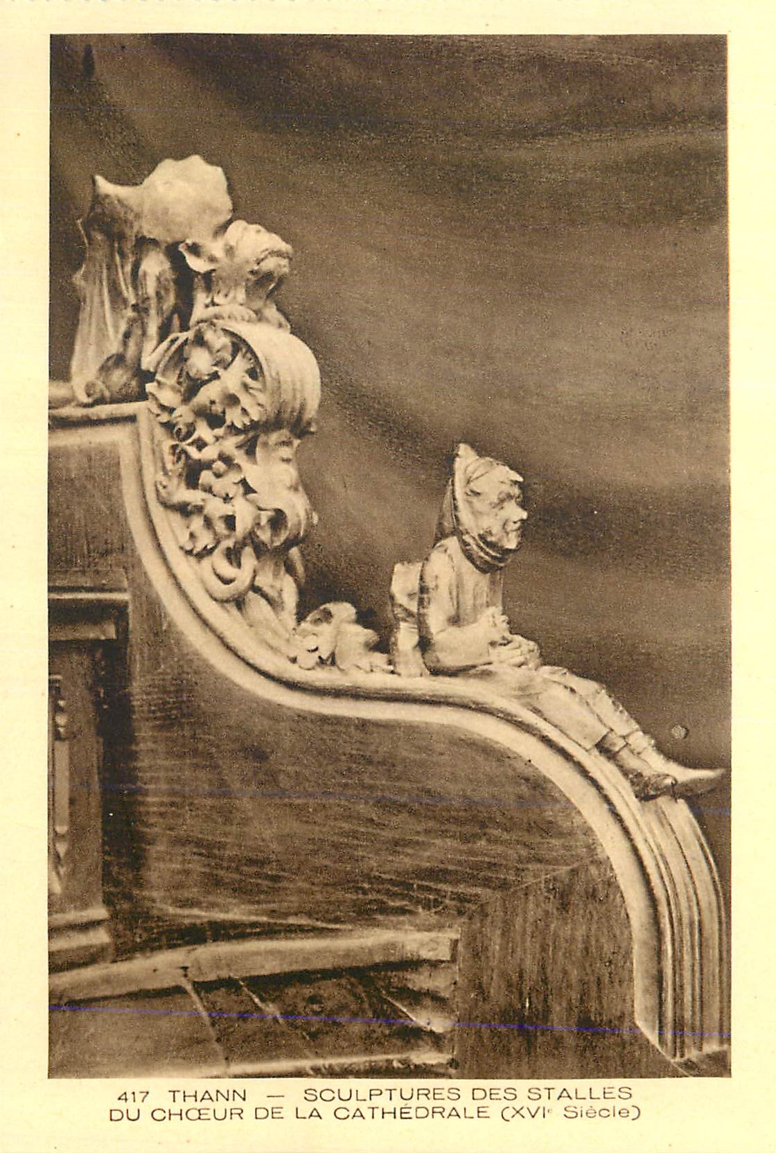 CPA Thann Sculptures des Stalles du Choeur de la Cathedrale (XVI siecle)