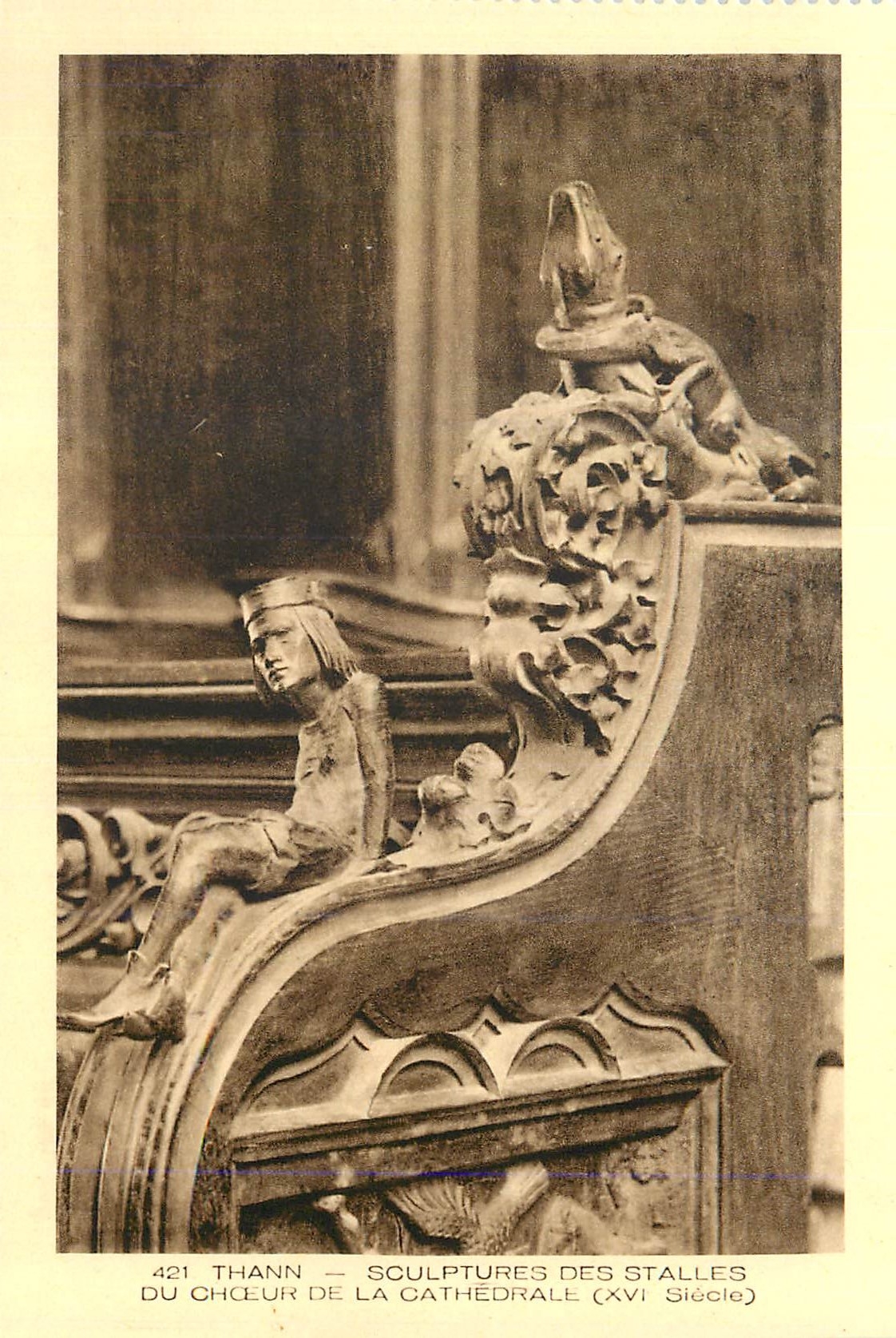 Thann — Sculptures des stalles du chœur de la cathédrale (XVIe siècle) — Collection L'Alsace, Braun & Cie, Mulhouse-Dornach