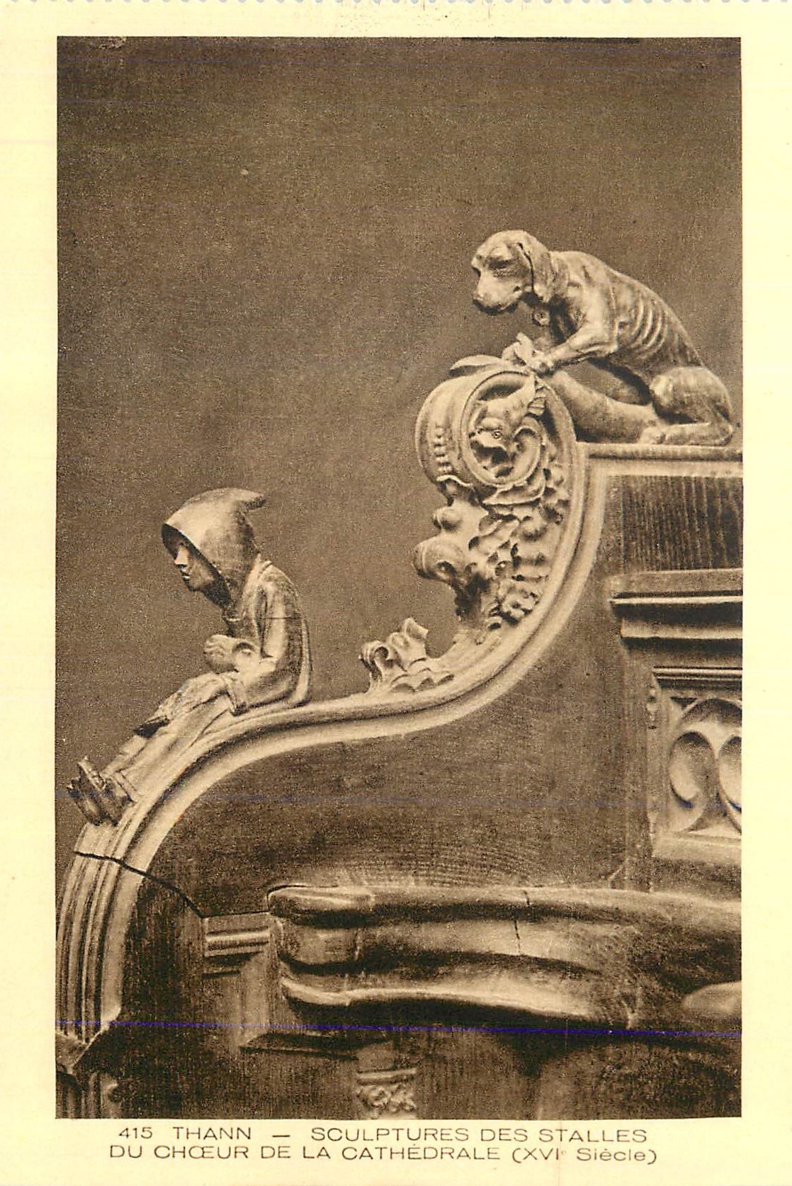 CPA Thann Sculptures des Stalles du Choeur de la Cathedrale (XVI siecle)