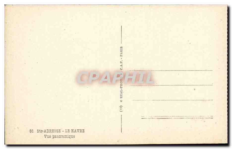 STe Adresse - Le Havre - Vue Panoramique - CPA  — Verso
