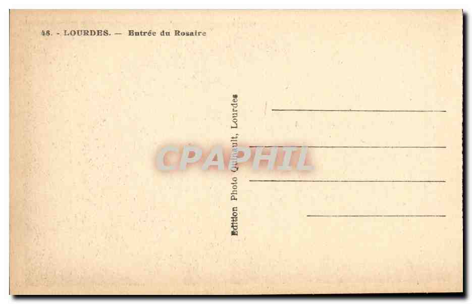 Lourdes - Entree du Rosaire - CPA  — Verso