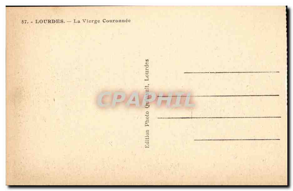Lourdes - La Vierge Couronnee - CPA  — Verso