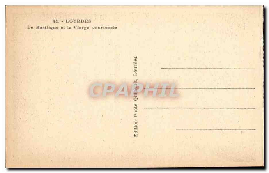 Lourdes - La Basilique et la Vierge couronnee - CPA  — Verso