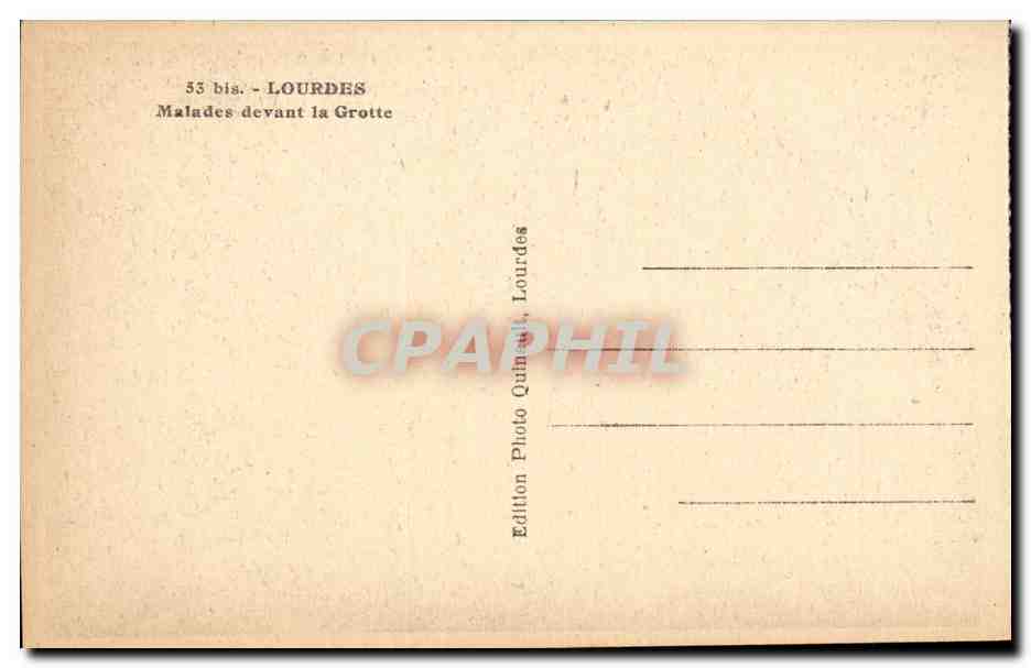 Lourdes - Malades devant la Grottes - CPA  — Verso