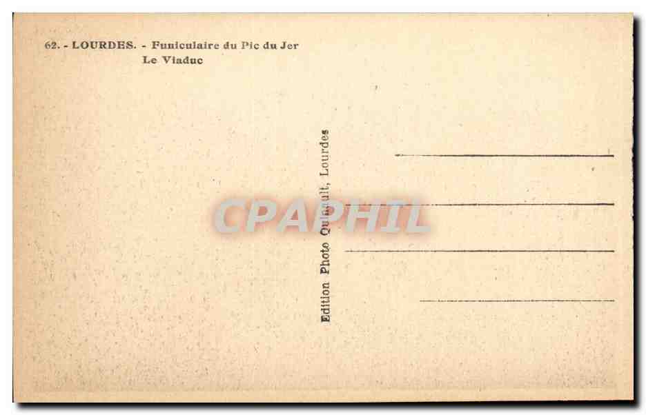 Lourdes - Funiculaire du Pic du Jer Le Viaduc - CPA  — Verso