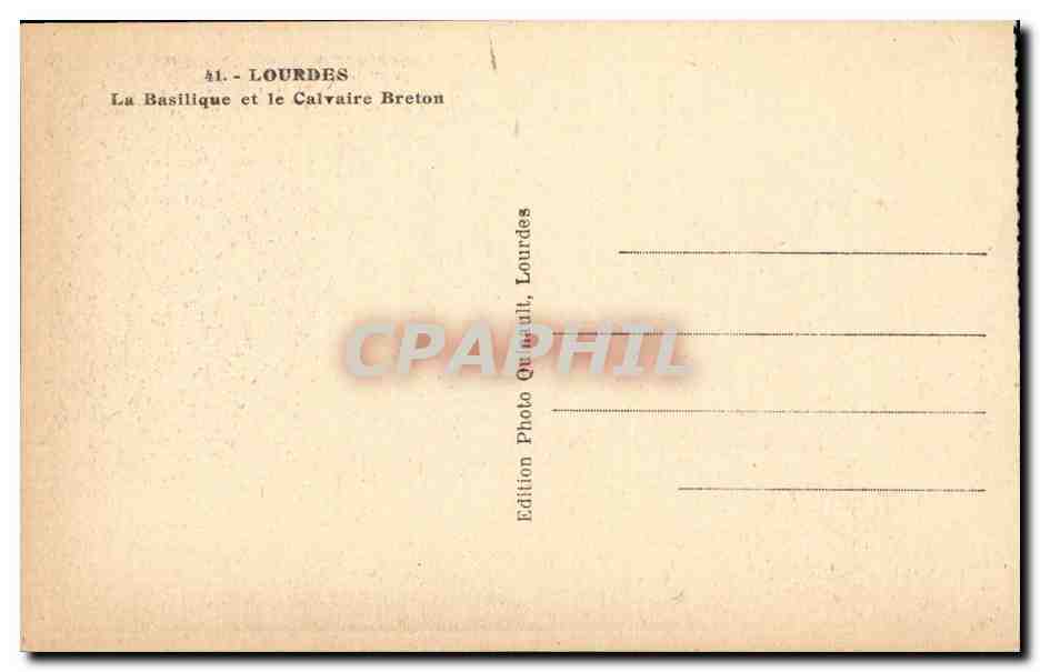 Lourdes - La Basilique et le Calvaire Breton - CPA  — Verso