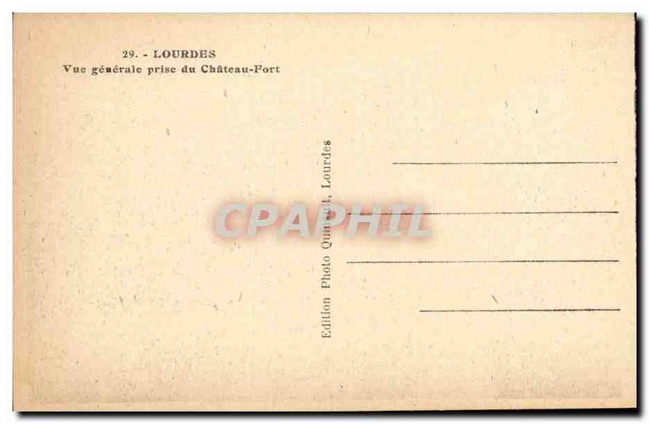 Lourdes - Vue Generale prise du Chateau Fort - CPA  — Verso