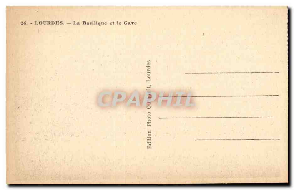 Lourdes - La Basilique et le Gave - CPA  — Verso