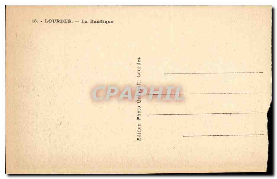 Lourdes - La Basilique - CPA  — Verso