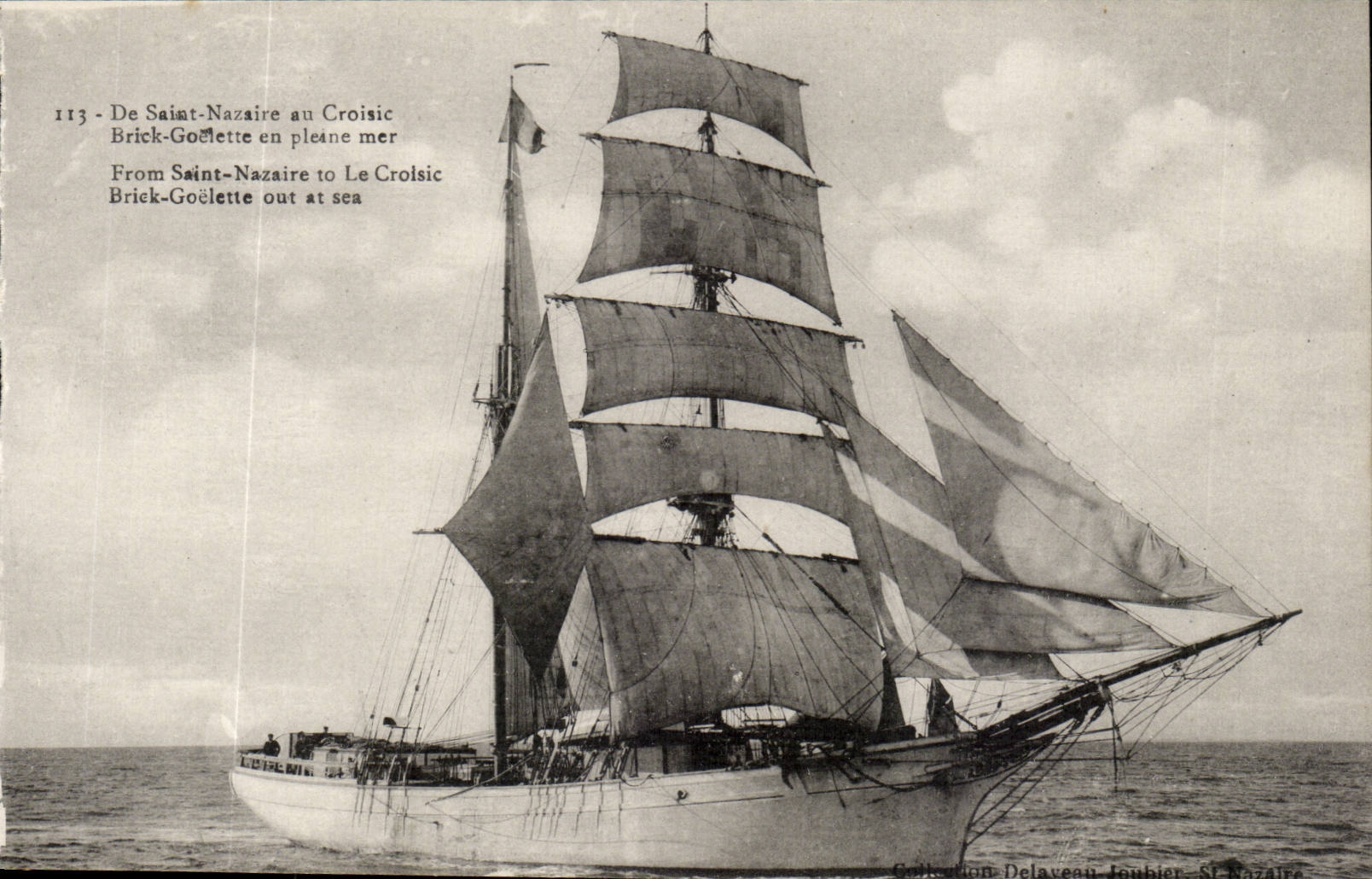 Saint Nazaire - De Saint Nazaire au Croisic - Brick Goelette en pleine mer - boat at sea - CPA 