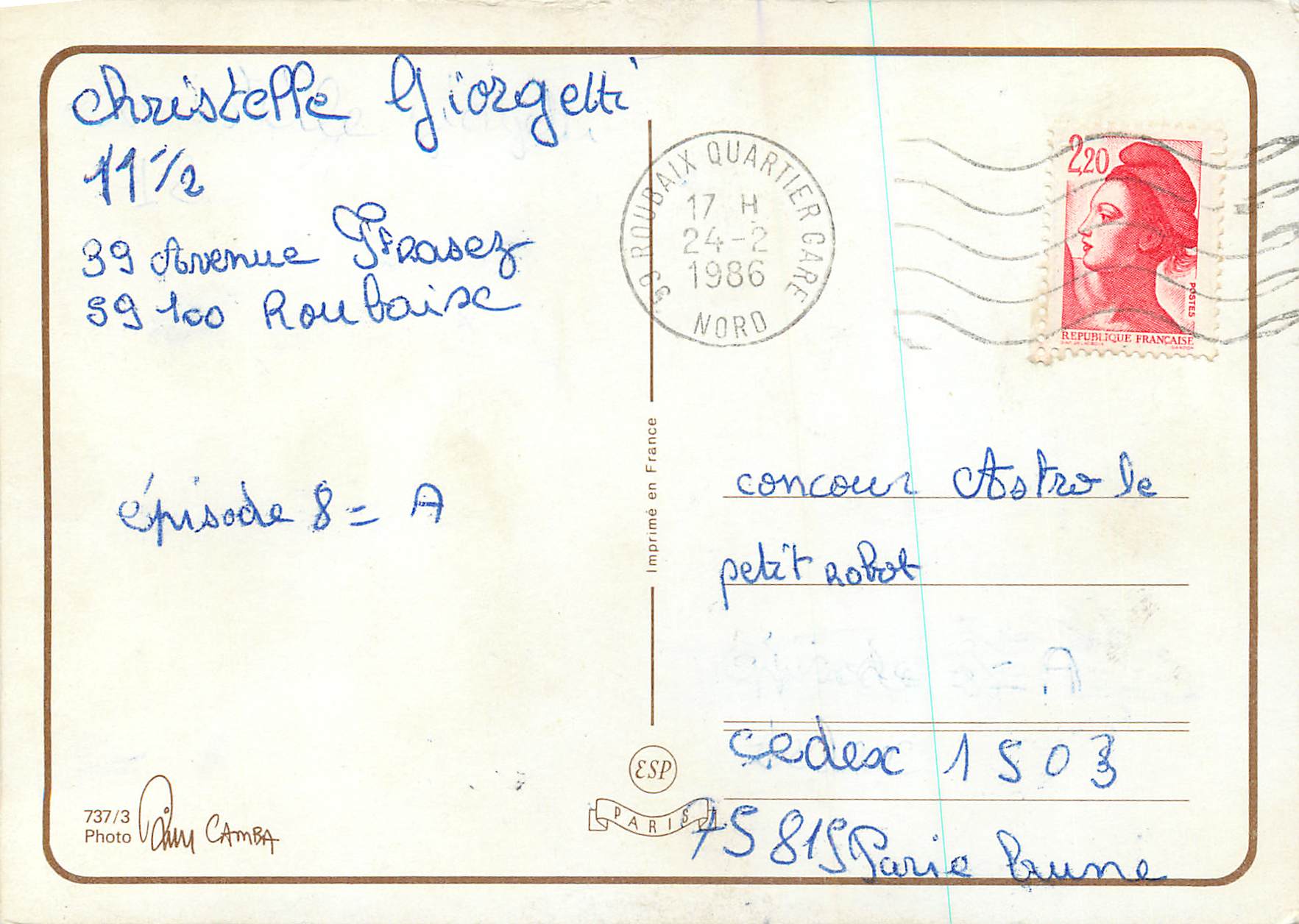CPM Femme Cheval — Verso
