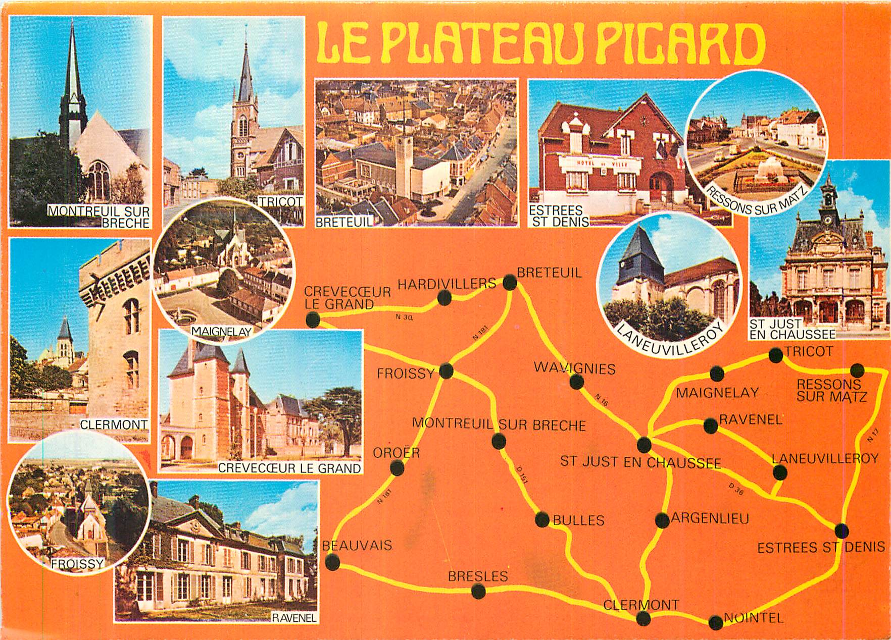 CPM Le Plateau Picard Oise Montreuil sur Breche Breteuil Tricot Estrees St Denis Ressons sur Matz Clermont Maignelay Lan
