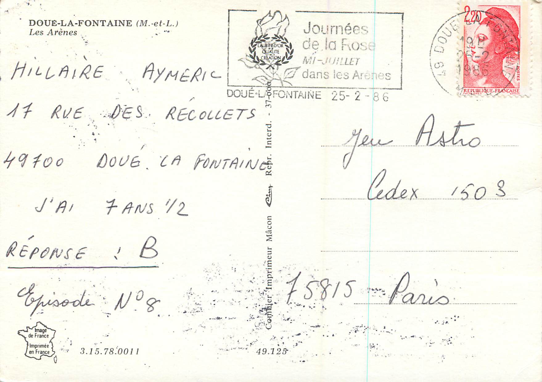 CPM Doue la Fontaine M et L Les Arenes  — Rückseite