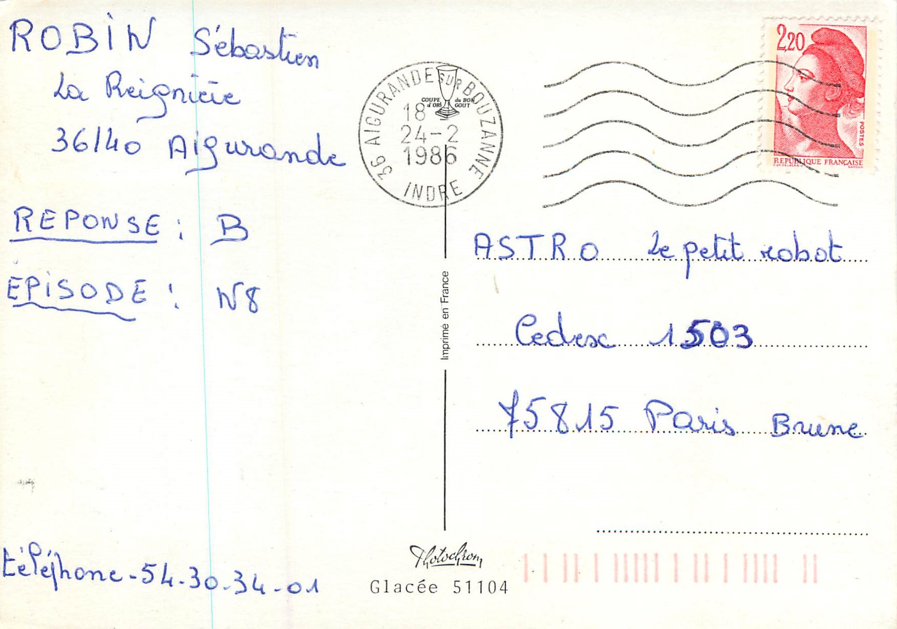 CPM Fleurs — Rückseite