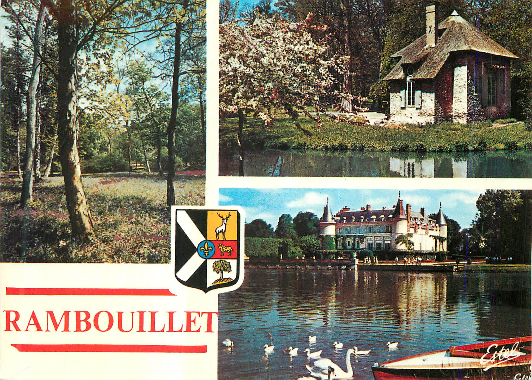 CPM Rambouillet Yvelines Le Parc Le Pavillon des coquillages Vue sur le chateau 