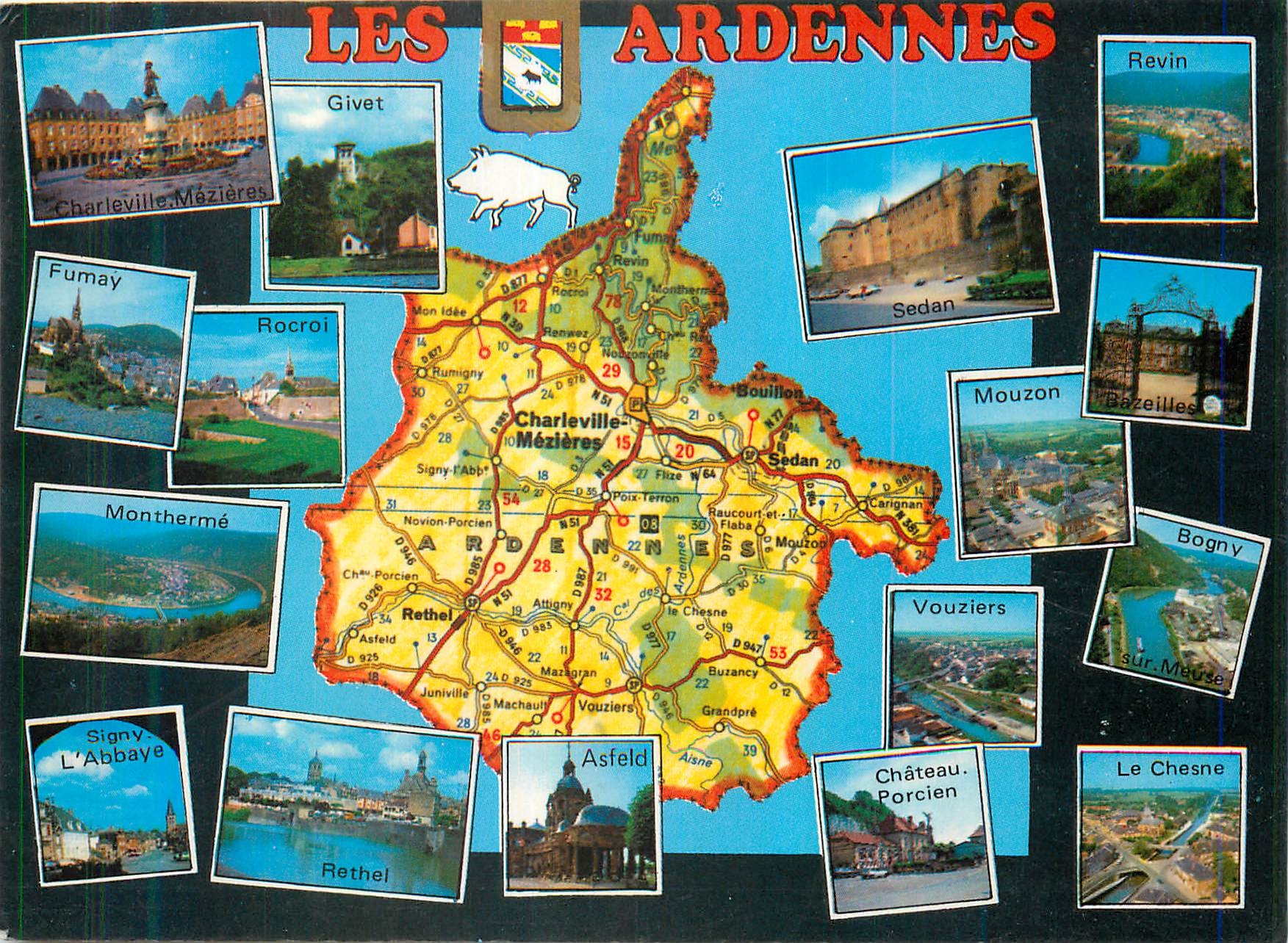 CPM Les Ardennes Elles presented l attrait de la vallee de la Meuse Givet Fumay Rocroi Mouzon Revin