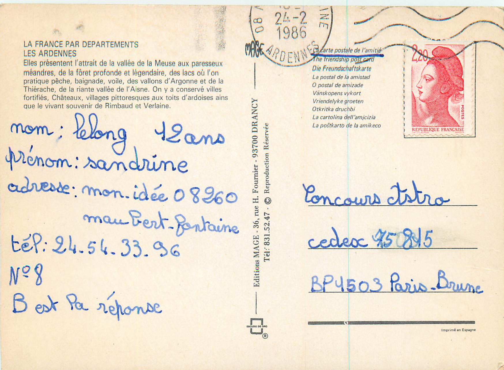 CPM Les Ardennes Elles presented l attrait de la vallee de la Meuse Givet Fumay Rocroi Mouzon Revin — Rückseite
