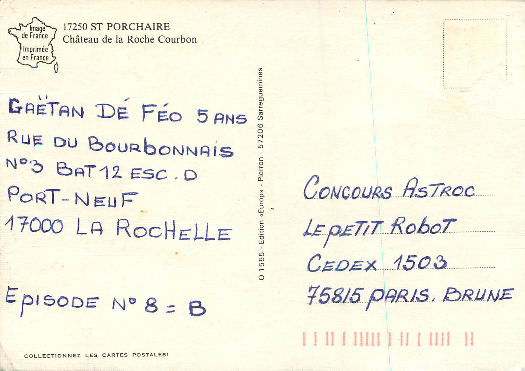 Château de la Roche Courbon — Saint-Porchaire — Édition « Europ » Pierron — Verso
