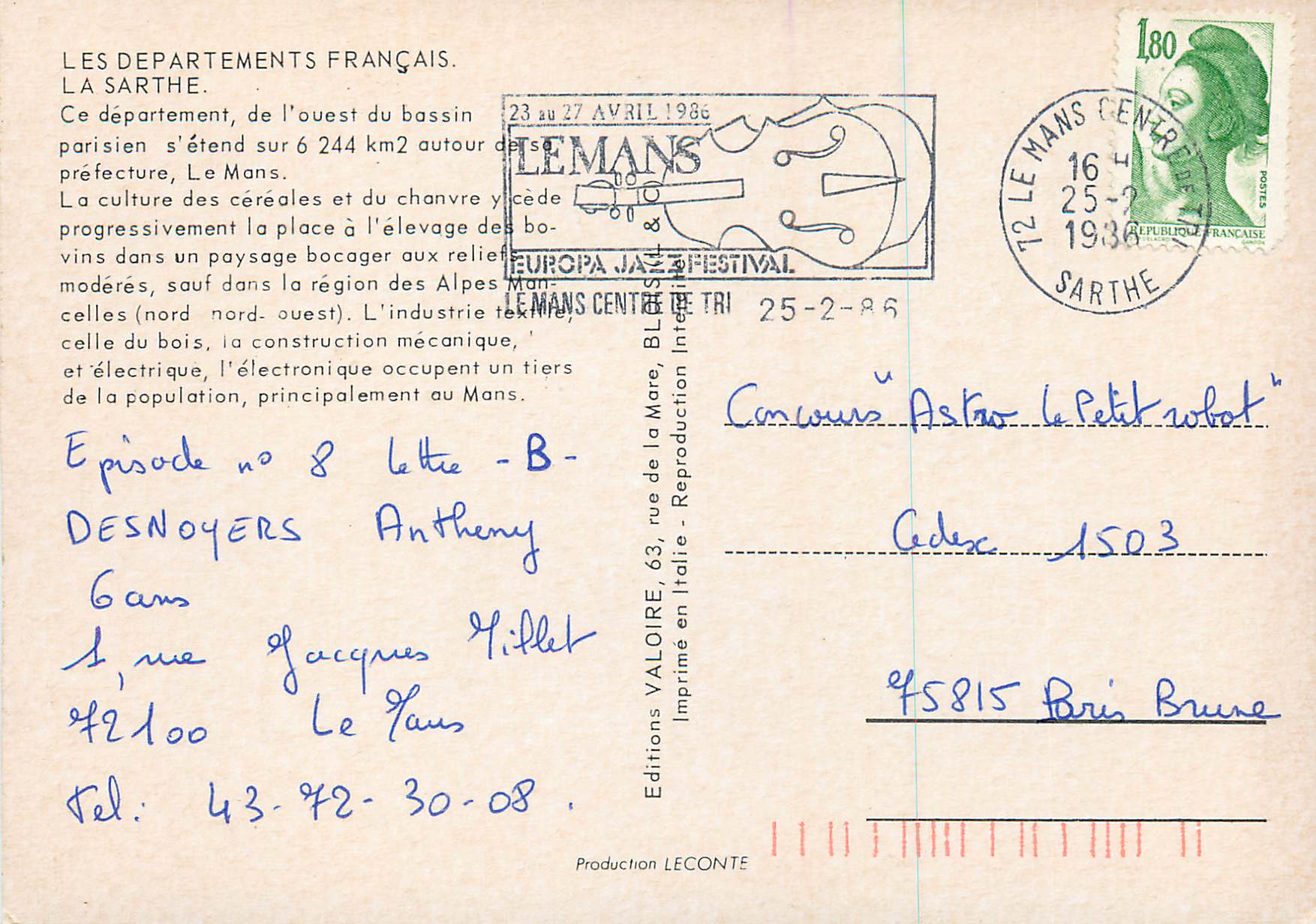 Sarthe — Département 72 — Éditions Valoire — Rückseite